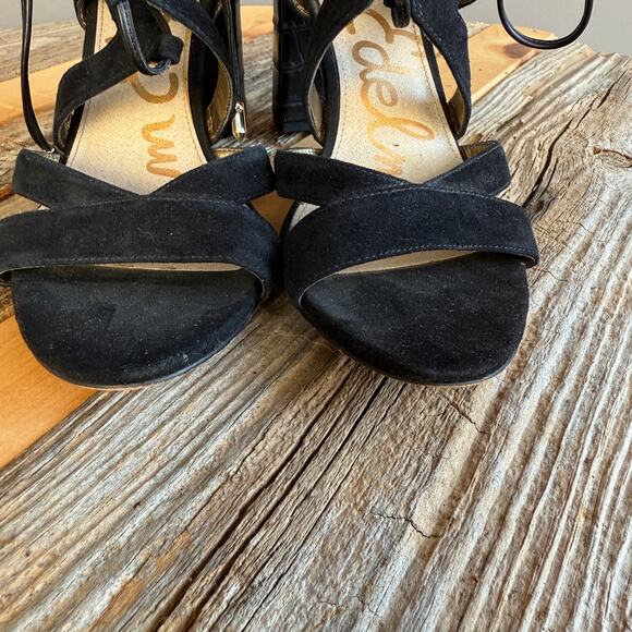 Sam Edelman Yardley black suede strappy heeled sandals - lace up - size 9.5 - Picture 2 of 8